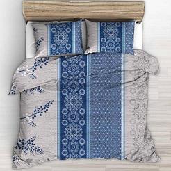 Pościel z kory 180x200 granatowe szare pionowe pasy