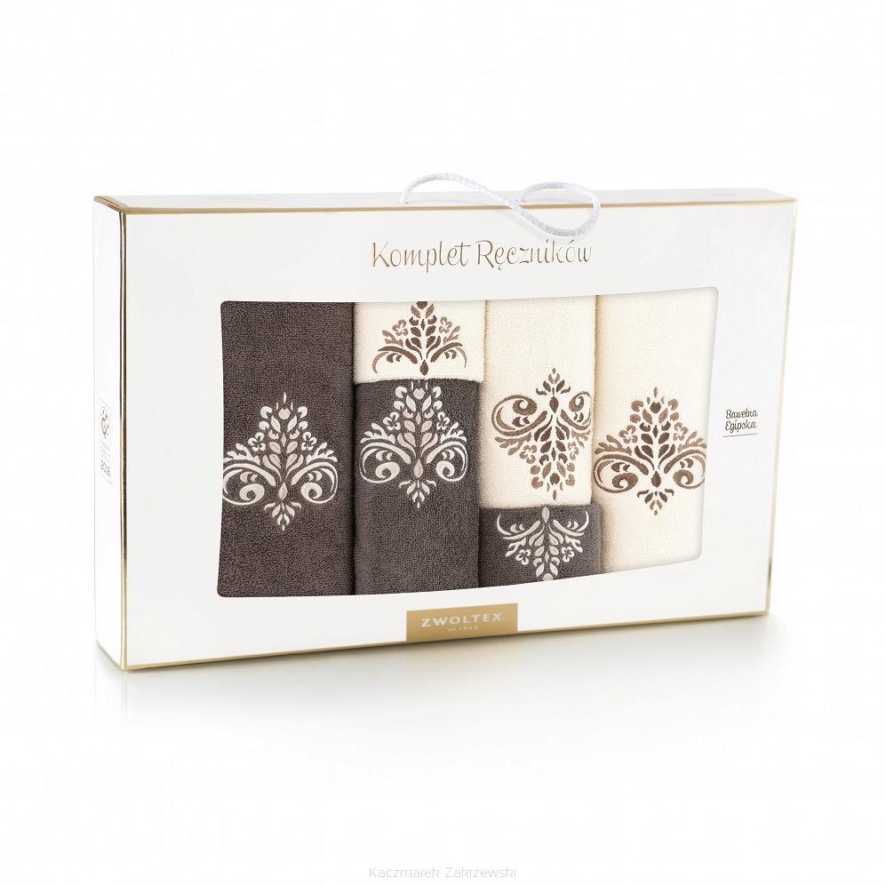 Komplet ręczników 6 szt. ZWOLTEX wzór SUŁTAN krem/taupe