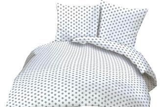 Pościel z kory 200x220 biała w szare kropki