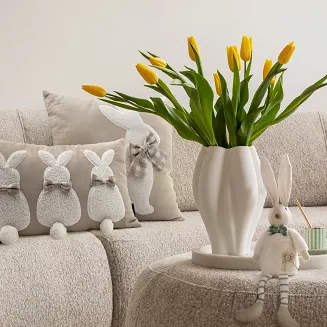 Poszewka dekoracyjna WIOSNA 30x50 Eurofirany beżowa kremowa aplikacja trzy zajączki