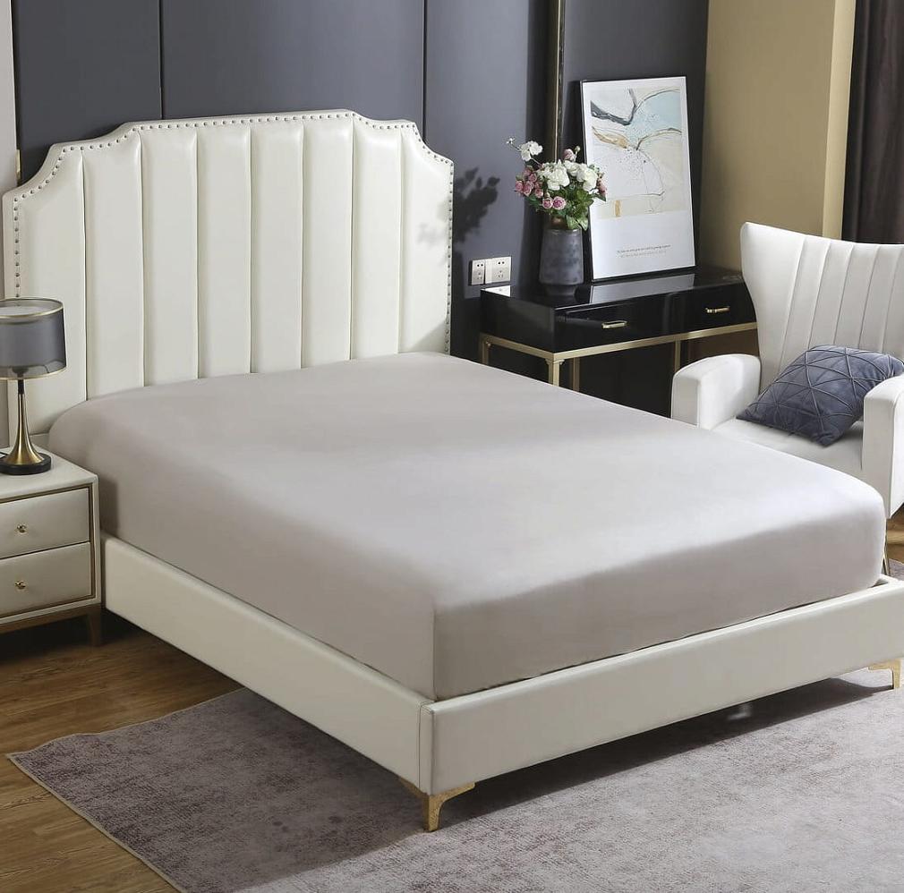 Prześcieradło satyna bawełniana z gumką 200x220 SIN taupe