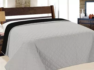 Narzuta dekoracyjna VIGO II 220x240 srebrna czarna kwadraty