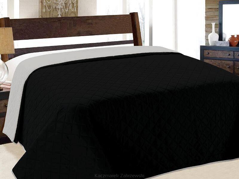 Narzuta dekoracyjna VIGO II 220x240 srebrna czarna kwadraty