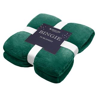 Koc narzuta BINGIE 150x180 butelkowa zieleń z rękawami TV