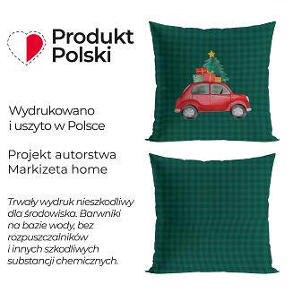 KRATA Z SAMOCHODEM BAJKOWE ŚWIĘTA Poszewka dekoracyjna VELVET 40x40cm kolor 002 zielony PBN354/POP/0