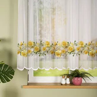 Firanka żakardowa na szelkach ŻONKILE 240x140 biała żółta