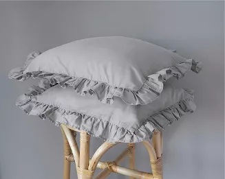 KPL POSZEWEK BAWEŁNA PURE JASNOSZARE 40X40  (a'2SZT) Z FALBANĄ
