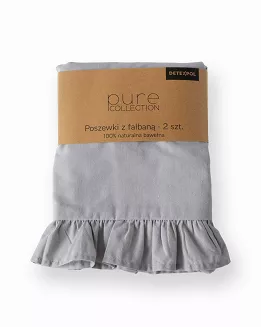 KPL POSZEWEK BAWEŁNA PURE JASNOSZARE 40X40  (a'2SZT) Z FALBANĄ