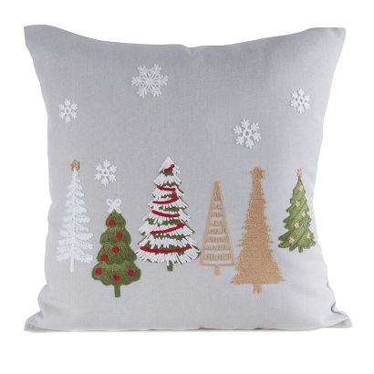 Poszewka dekoracyjna świąteczna 45x45 Eurofirany srebrna zielona choinki śnieżynki