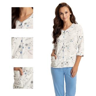 Piżama damska LUNA kod 638 w kwiatowy wzór niebieska