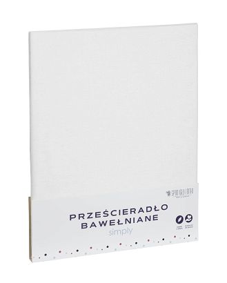 Prześcieradło bawełniane bez gumki SIMPLY 160x200 białe