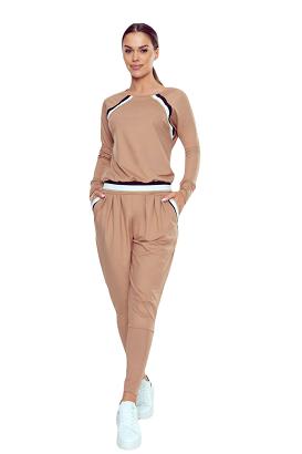 Elegancka bluzka damska z ozdobnymi detalami Fresca beżowa