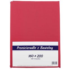 Prześcieradło bawełniane bez gumki 160x200 noris czerwone