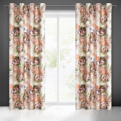 Zasłona gotowa na przelotkach ALTEA 140x250 Eurofirany biała w kwiaty 