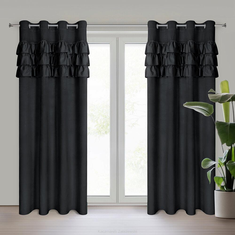 Zasłona gotowa na przelotkach SAMI 140x250 Eurofirany czarny