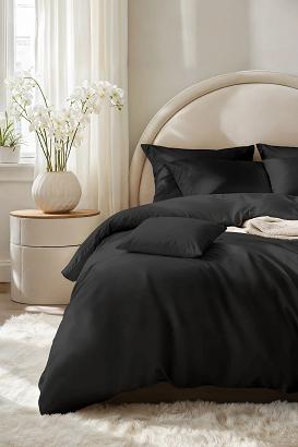 Pościel satyna bawełniana SIN 160x200 jednobarwna czarna