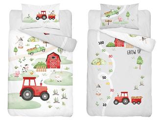 Pościel bawełniana 100x135 wielokolorowa mały rolnik czerwony traktor