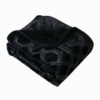 Koc akrylowy na fotel tłoczony VITO 80x160 geometryczny wzór czarny