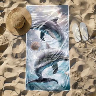 Ręcznik plażowy 100x180 delfiny w oceanie