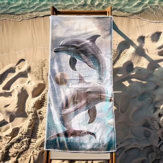 Ręcznik plażowy 100x180 delfiny w oceanie