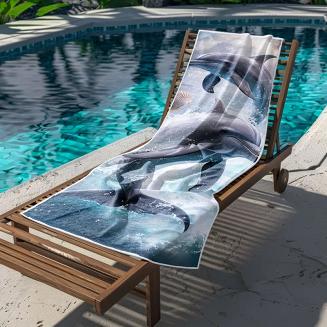Ręcznik plażowy 100x180 delfiny w oceanie