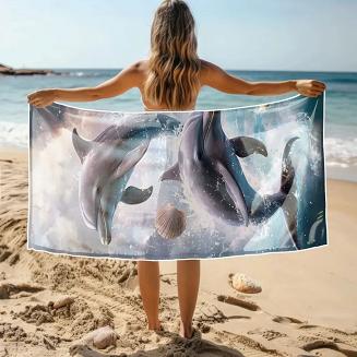 Ręcznik plażowy 100x180 delfiny w oceanie