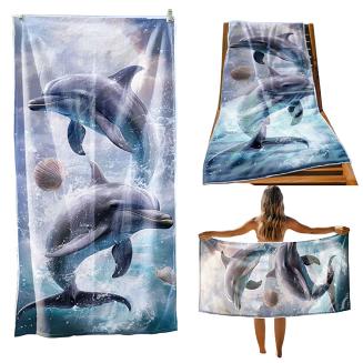 Ręcznik plażowy 100x180 delfiny w oceanie