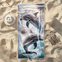 Ręcznik plażowy 100x180 delfiny w oceanie