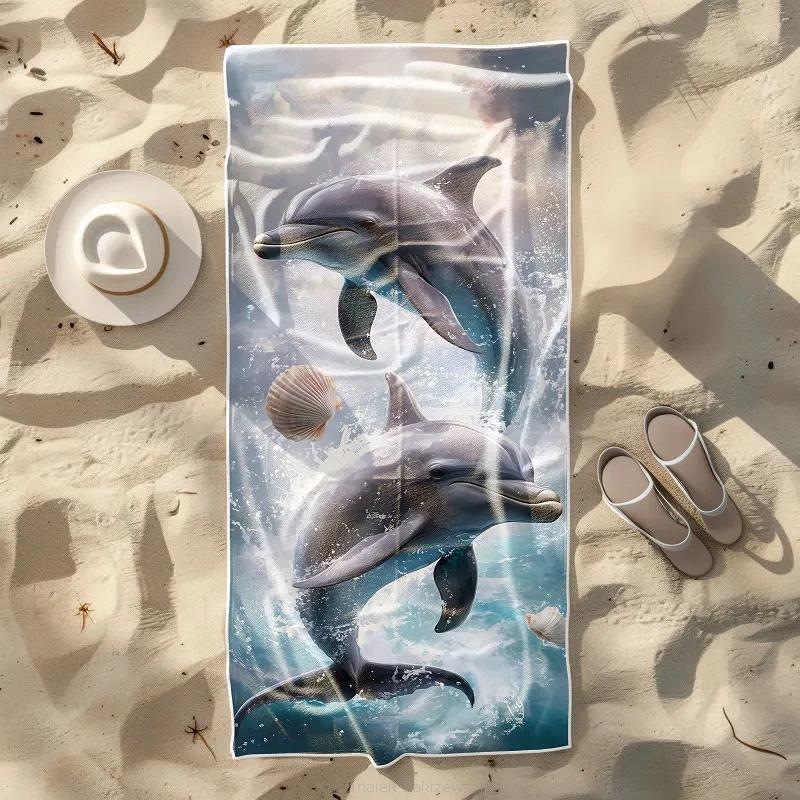 Ręcznik plażowy 100x180 delfiny w oceanie
