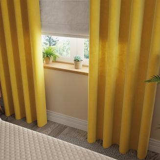 Zasłona gotowa na przelotkach VELVI 140x230 żółta