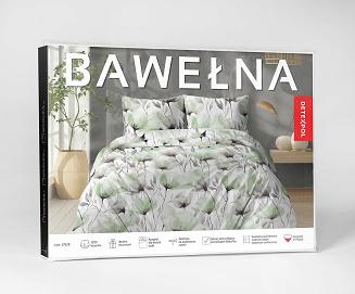 Pościel bawełniana 220x200 Detexpol biała zielone szare maki