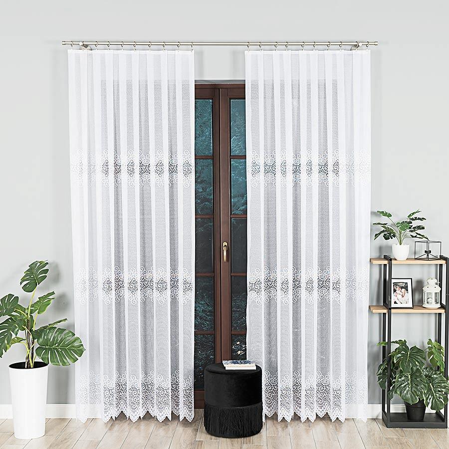 Firanka żakardowa gotowa na żabki VIOLETTA 300x250 biała