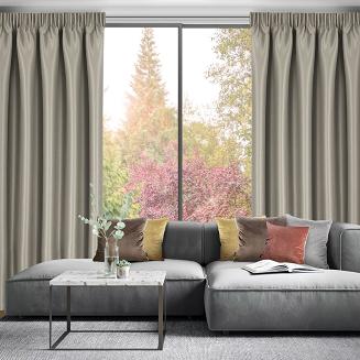 Zasłona gotowa na taśmie SELINA 140x270 Eurofirany ciemnobeżowy