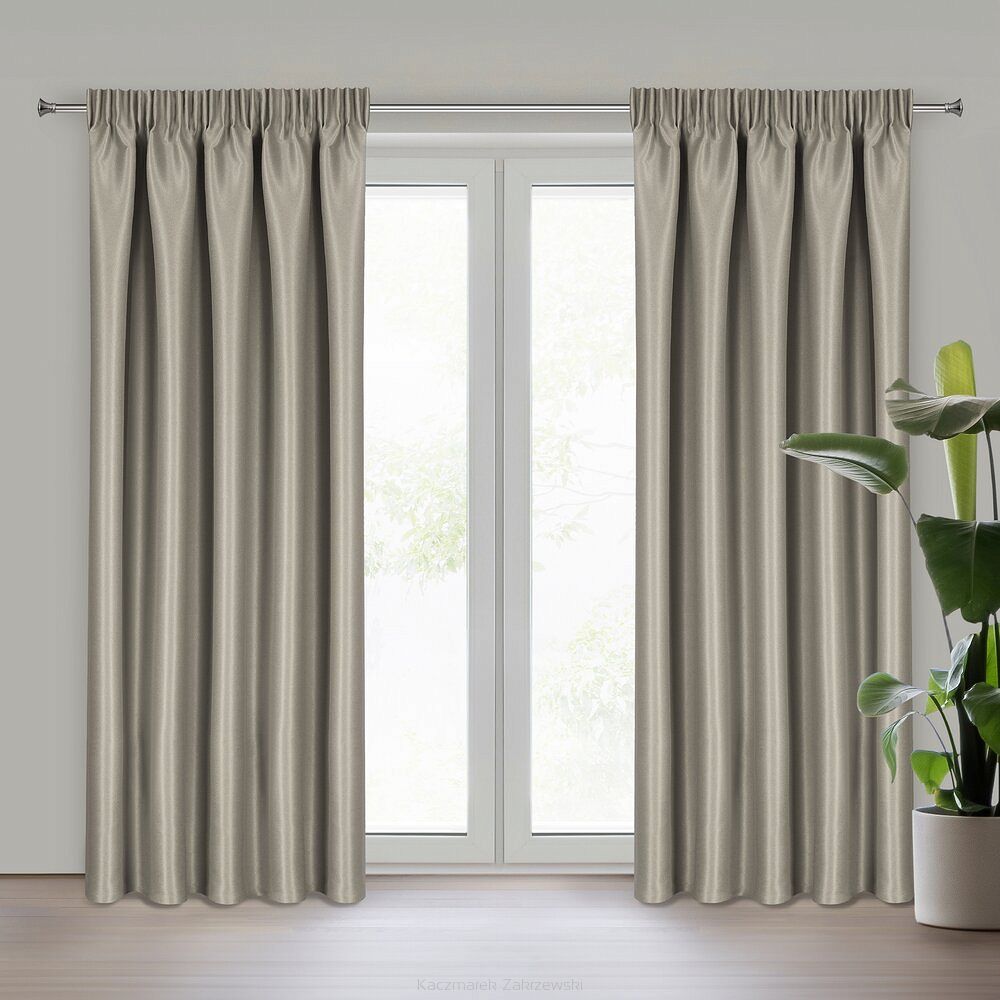 Zasłona gotowa na taśmie SELINA 140x270 Eurofirany ciemnobeżowy