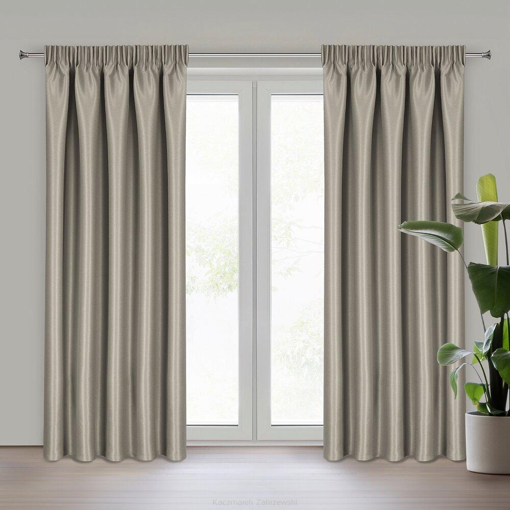 Zasłona gotowa na taśmie SELINA 140x270 Eurofirany ciemnobeżowy