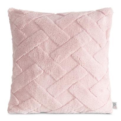 Poszewka dekoracyjna CARO 45x45 Design91 pudrowy róż puszysta wytłaczana w kratę