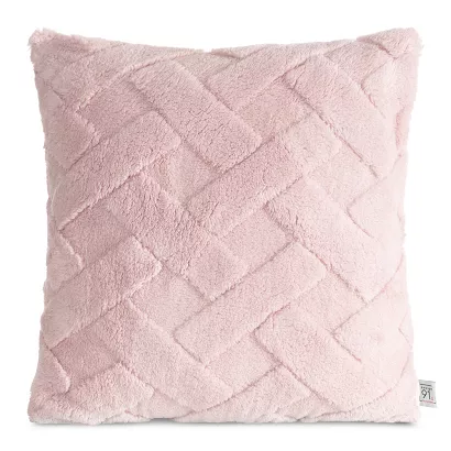 Poszewka dekoracyjna CARO 45x45 Design91 pudrowy róż puszysta wytłaczana w kratę