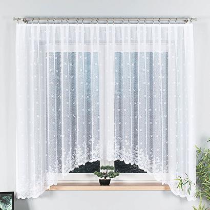 Firanka żakardowa gotowa na żabki KAROLINA 400x170 biała