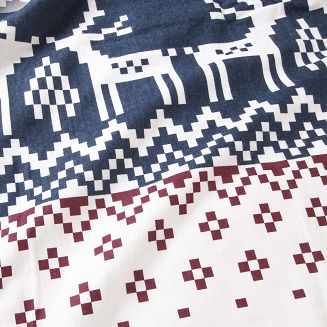 Pościel flanelowa FLANELOVE 180x200 biała bordowa w renifery i groszki