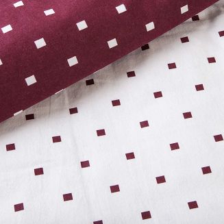 Pościel flanelowa FLANELOVE 180x200 biała bordowa w renifery i groszki