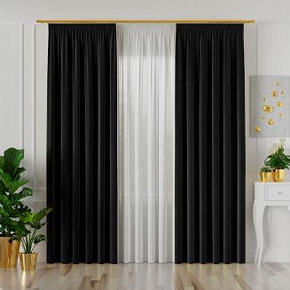 Zasłona gotowa na taśmie VELVI 140x240 czarna