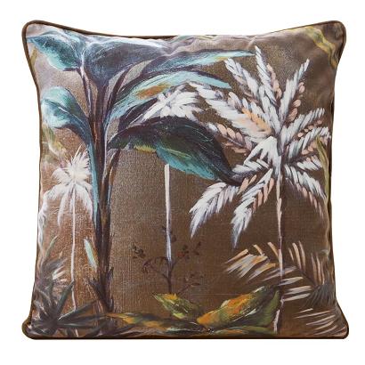 Poszewka dekoracyjna MINK 45x45 Eurofirany brązowa turkusowa drzewa palmy