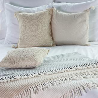 Koc bawełniany CHECK 200x220 szary z frędzlami