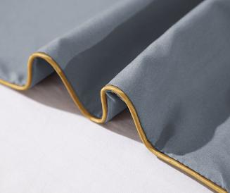 Pościel 160x200 popielata złoty haft satynowa lamówka