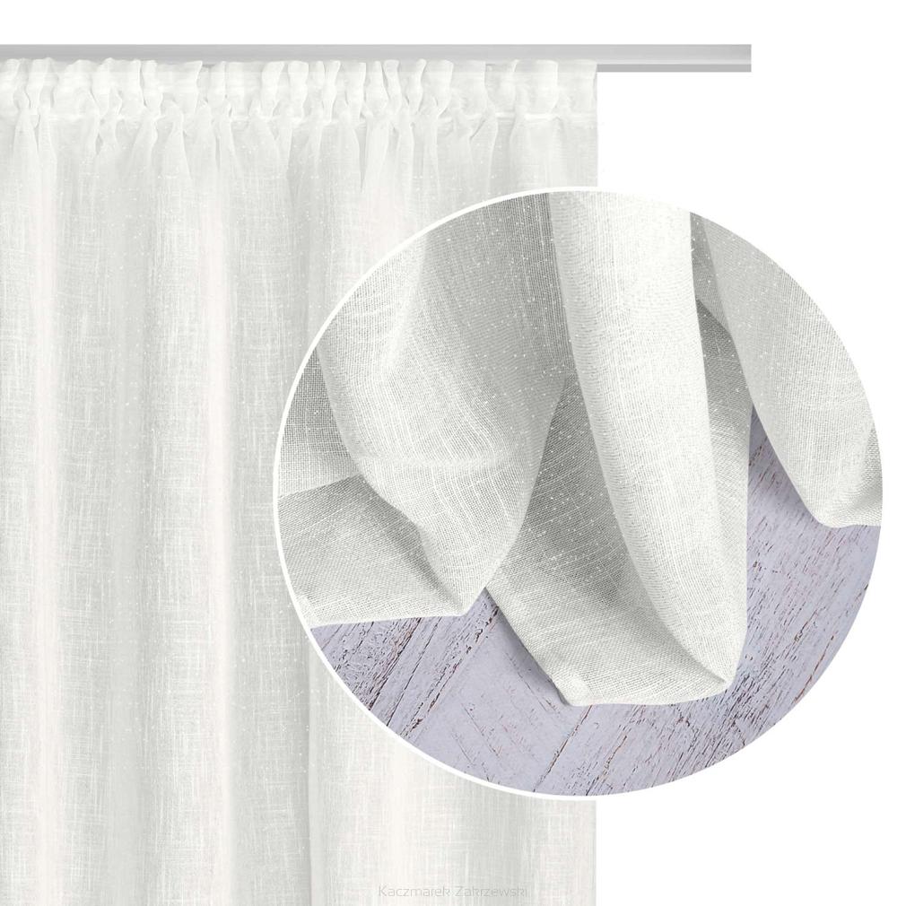 Firana gotowa na taśmie FROST 140x270 biała ze srebrną nitką