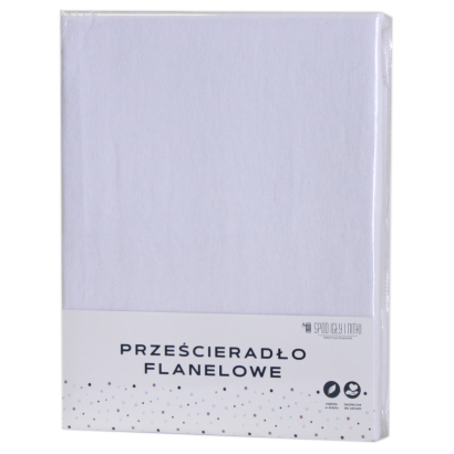 Prześcieradło flanelowe bez gumki 180x200 białe