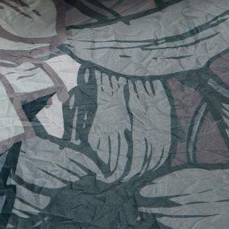 Pościel satynowa kreszowana 160x200 Eurofirany białe stalowe zielone liście