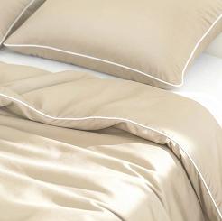 Pościel bambusowa 220x200 beżowa z białą bizą