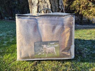 Koc z wełny nowozelandzkiej MAGDA 150x200 diagonalny beżowy