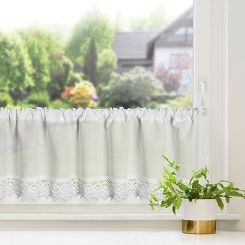 Firana gotowa zazdrostka na taśmie CLARIE 150x30 Eurofirany biała koronka